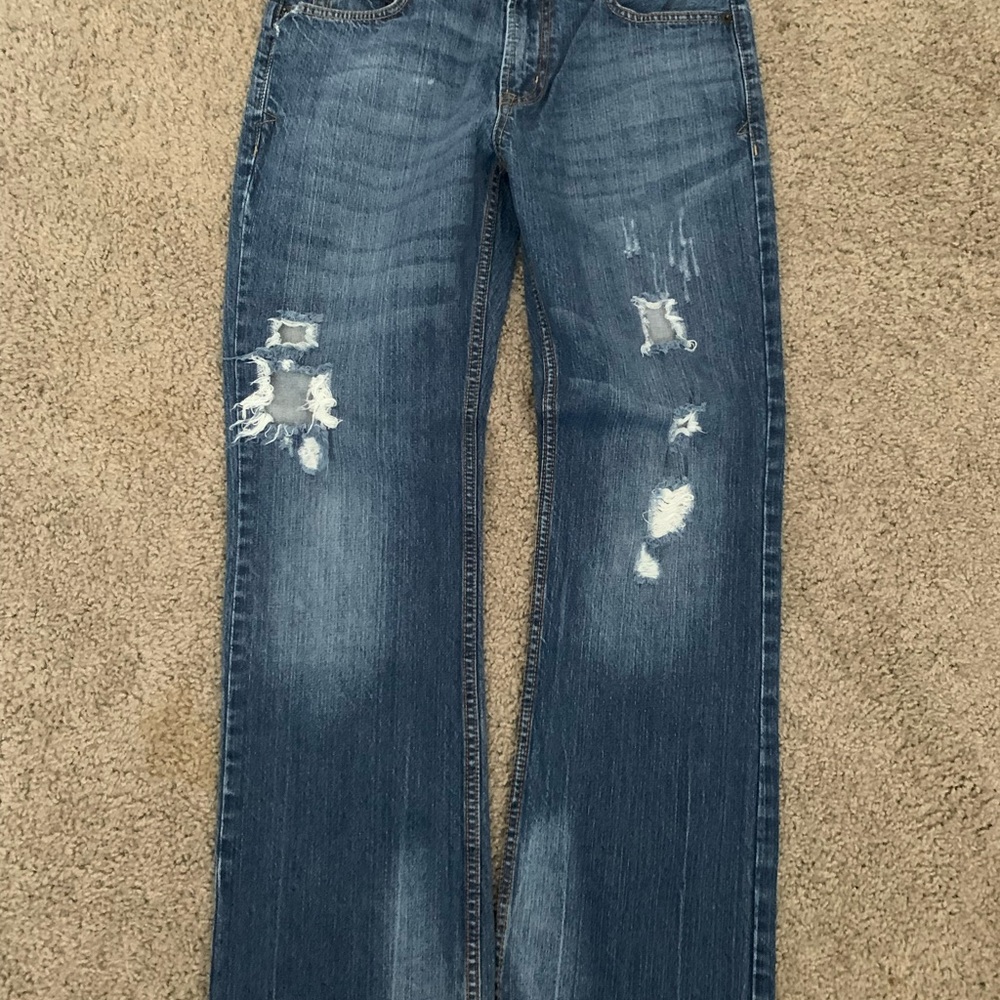Aeropostale Blue Slim Bootcut Distressed Jeans for Men 30/30